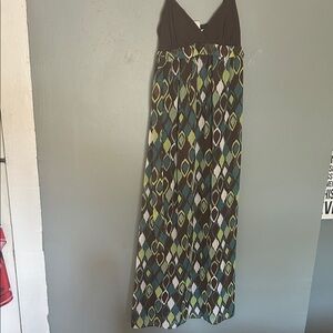 Charlotte Russe Black and Green Patterned Maxi Dress